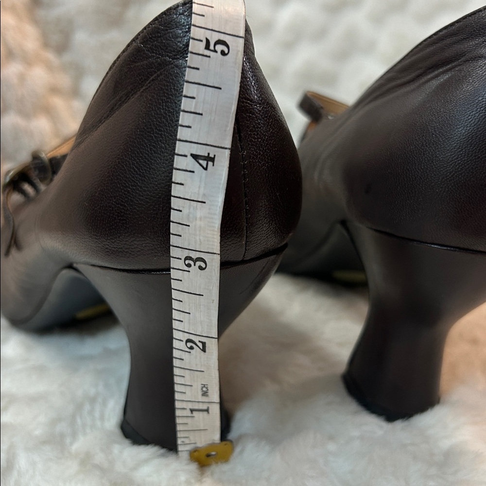 Me Too Vintage Sorima leather chocolate brown Mary Jane kitten heel size 9.5 - Picture 14 of 14